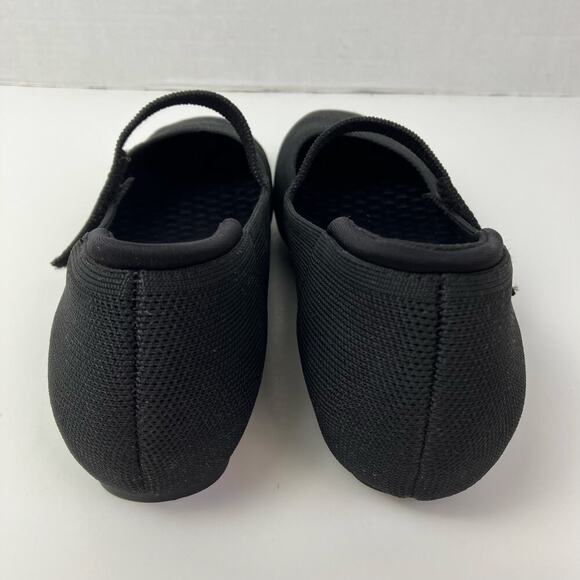 Cusolemore Sz 8.5 Square Toe Mary Jane Flats Black Knit Fabric Hidden Wedge - Picture 11 of 16